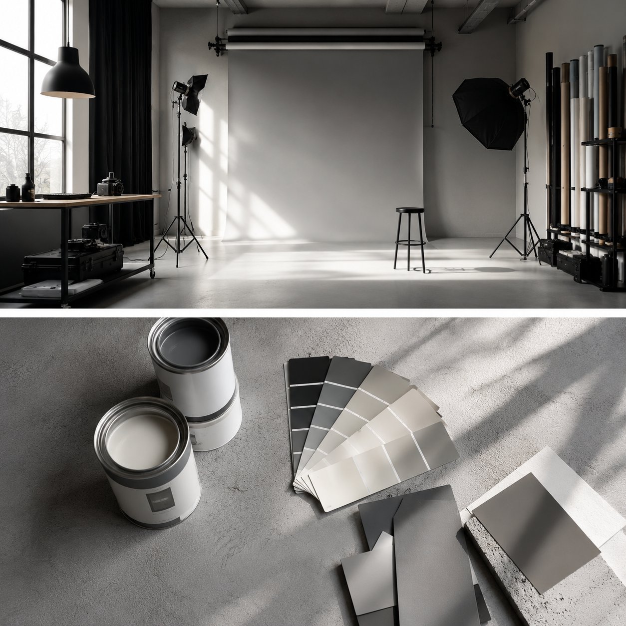 Colores recomendados para pintar un estudio fotográfico y conseguir un mejor control de la iluminación y los reflejos.
